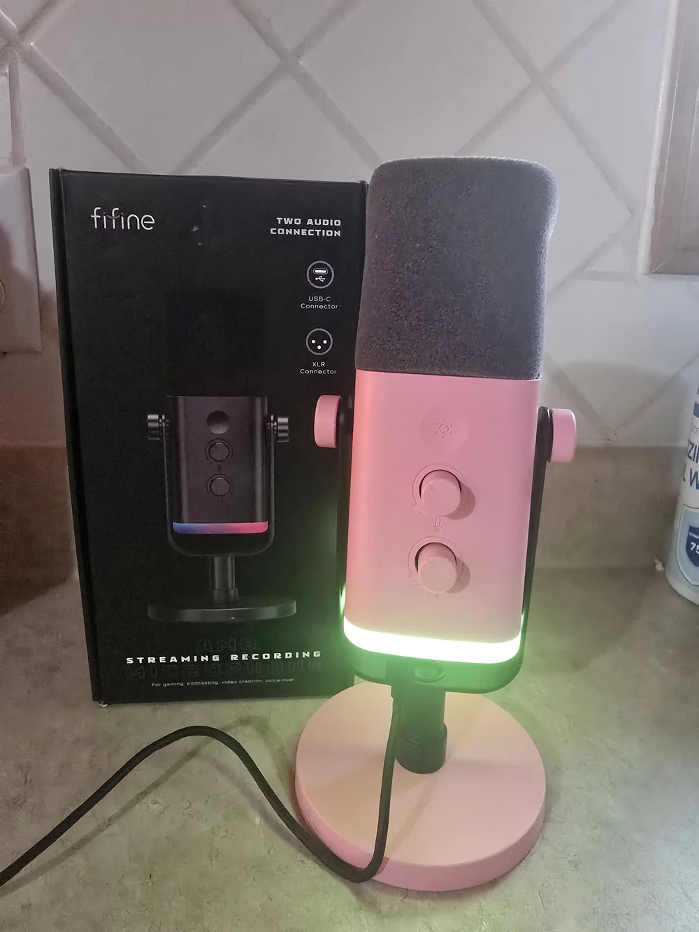 FIFINE AM3 Streaming Recording Microphone - Black with RGB Accent